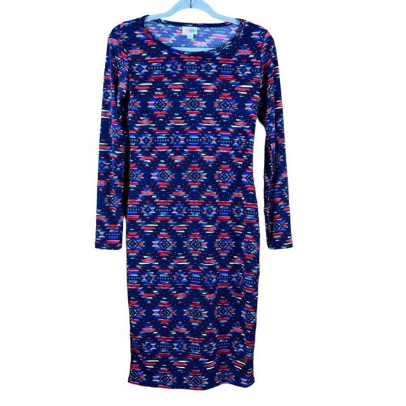 LuLaRoe Dresses & Skirts - Lularoe Debbie Women's Long Sleeve Navy Blue Design Dress